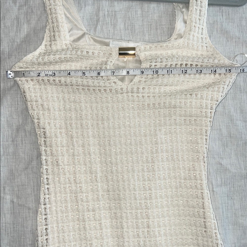 ZARA‎ CROCHET KNIT LONG MAXI DRESS EUC Cream Off White Sz XS - Picture 6 of 9